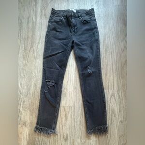 Free People Black Distressed Skinny Jeans